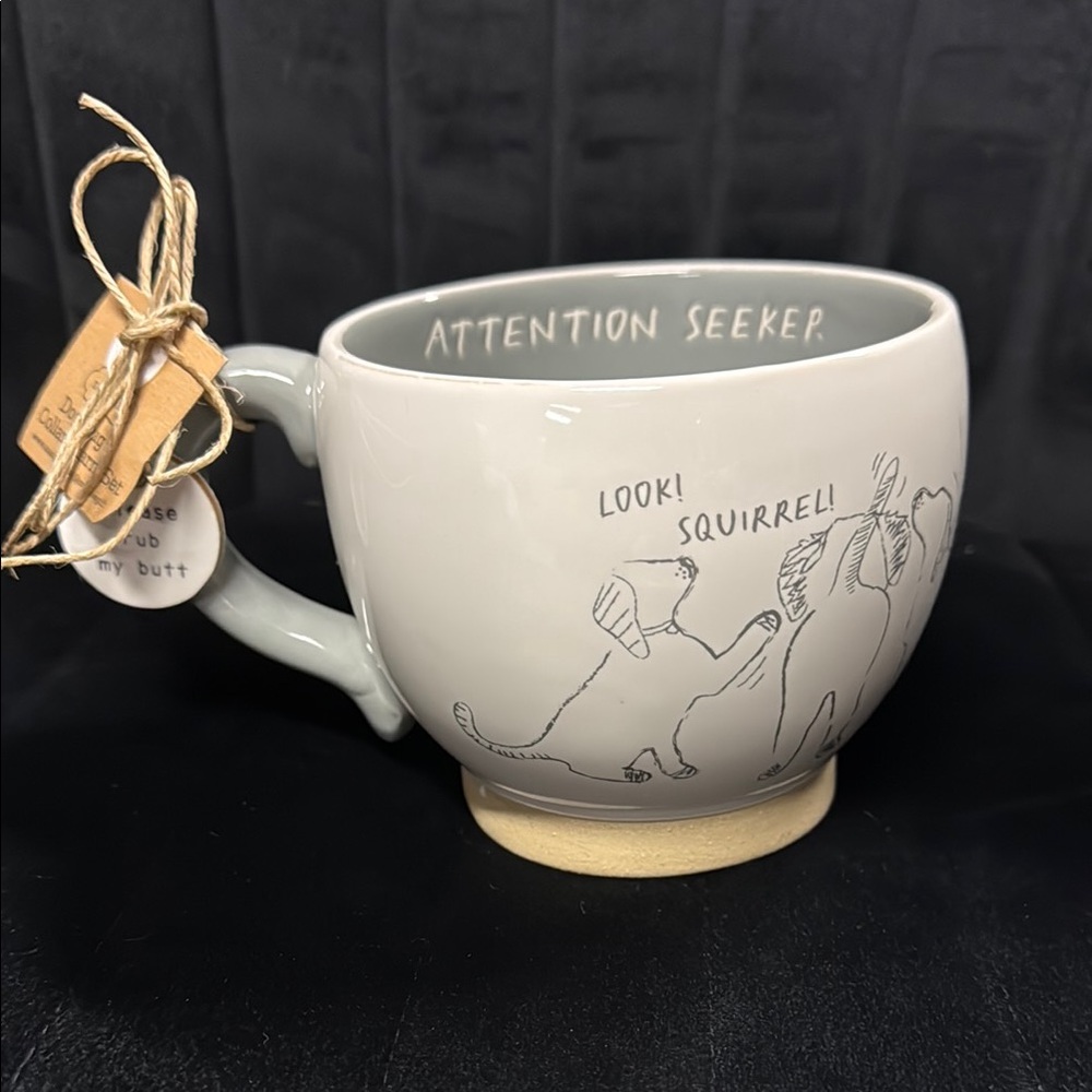 New Mud Pie Attention Seeker 17 oz Dog Mug and Tag set